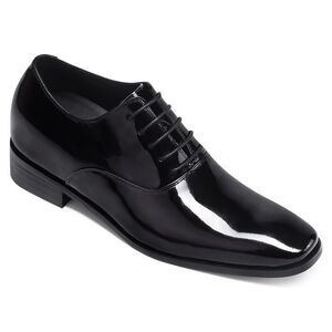 US9 CMR 2.7'' height increase Tuxedo Shoes Men Black Oxford Patent Leather 7cm